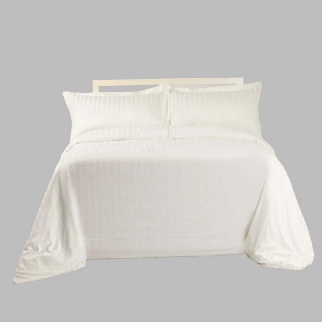 STRIPED OFF-WHITE BED SHEET SET