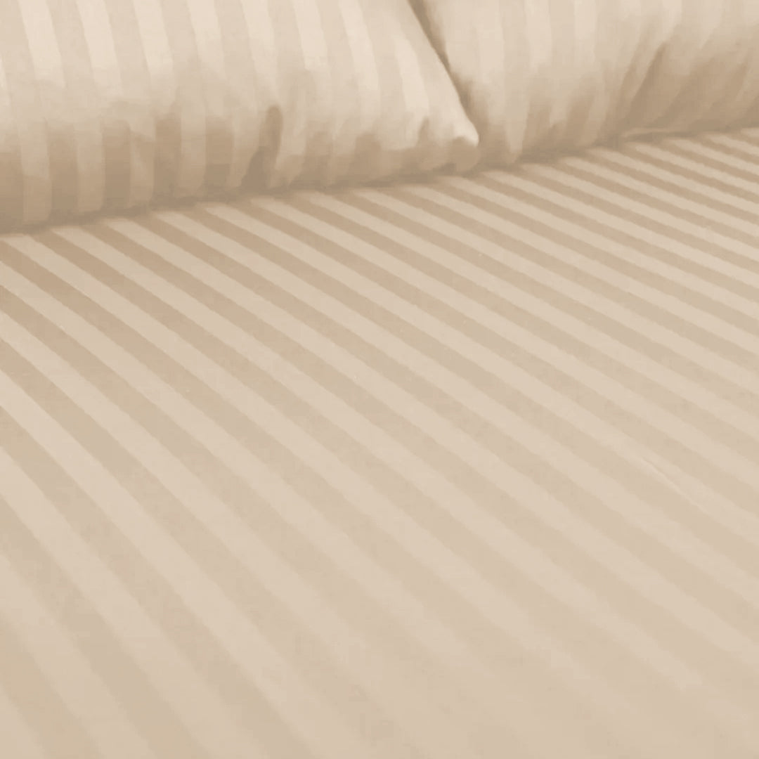 STRIPED BEIGE BED SHEET SET