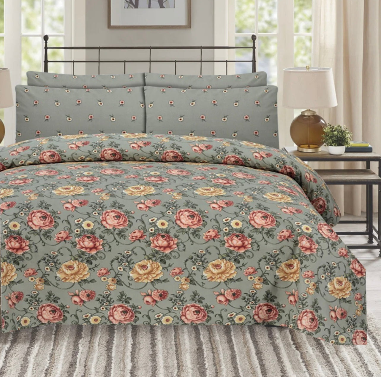 Pistachio Floral Bedspread