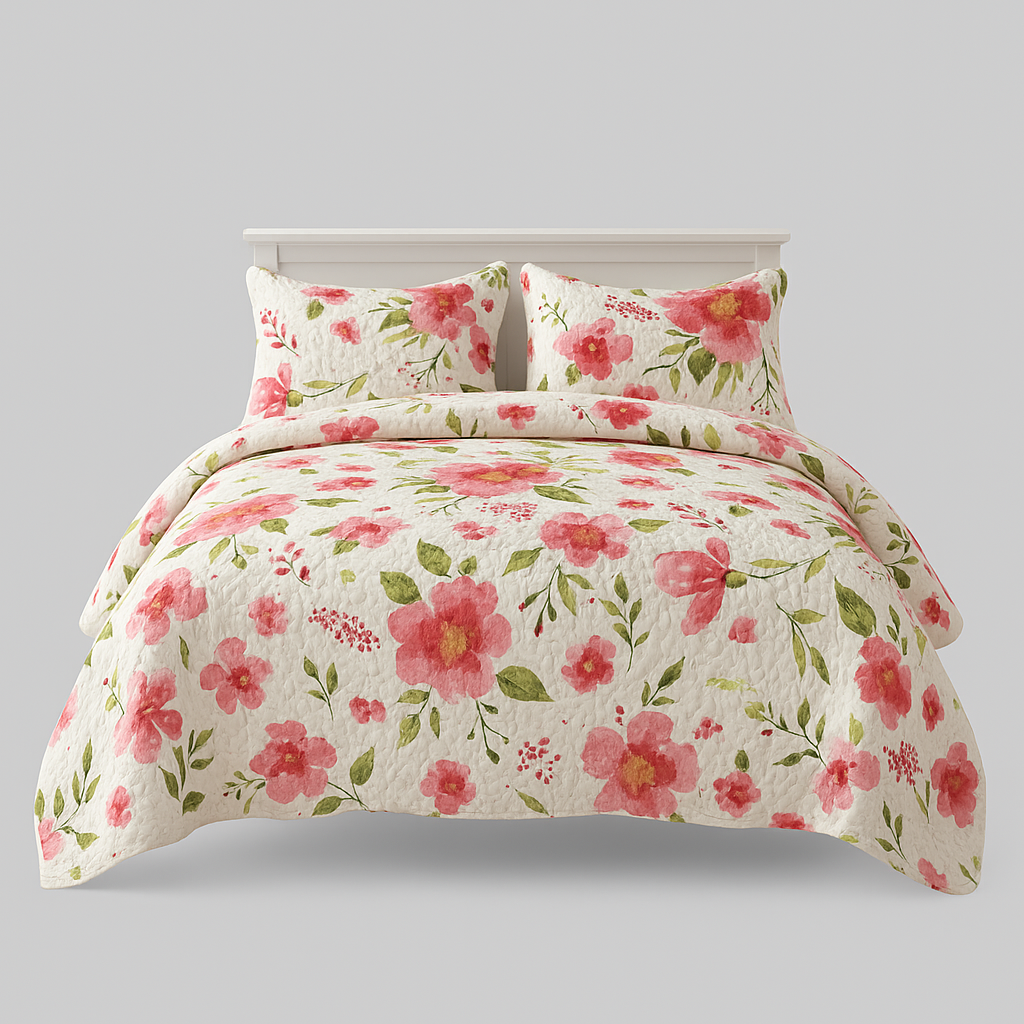 Off-white Floral Bedspread