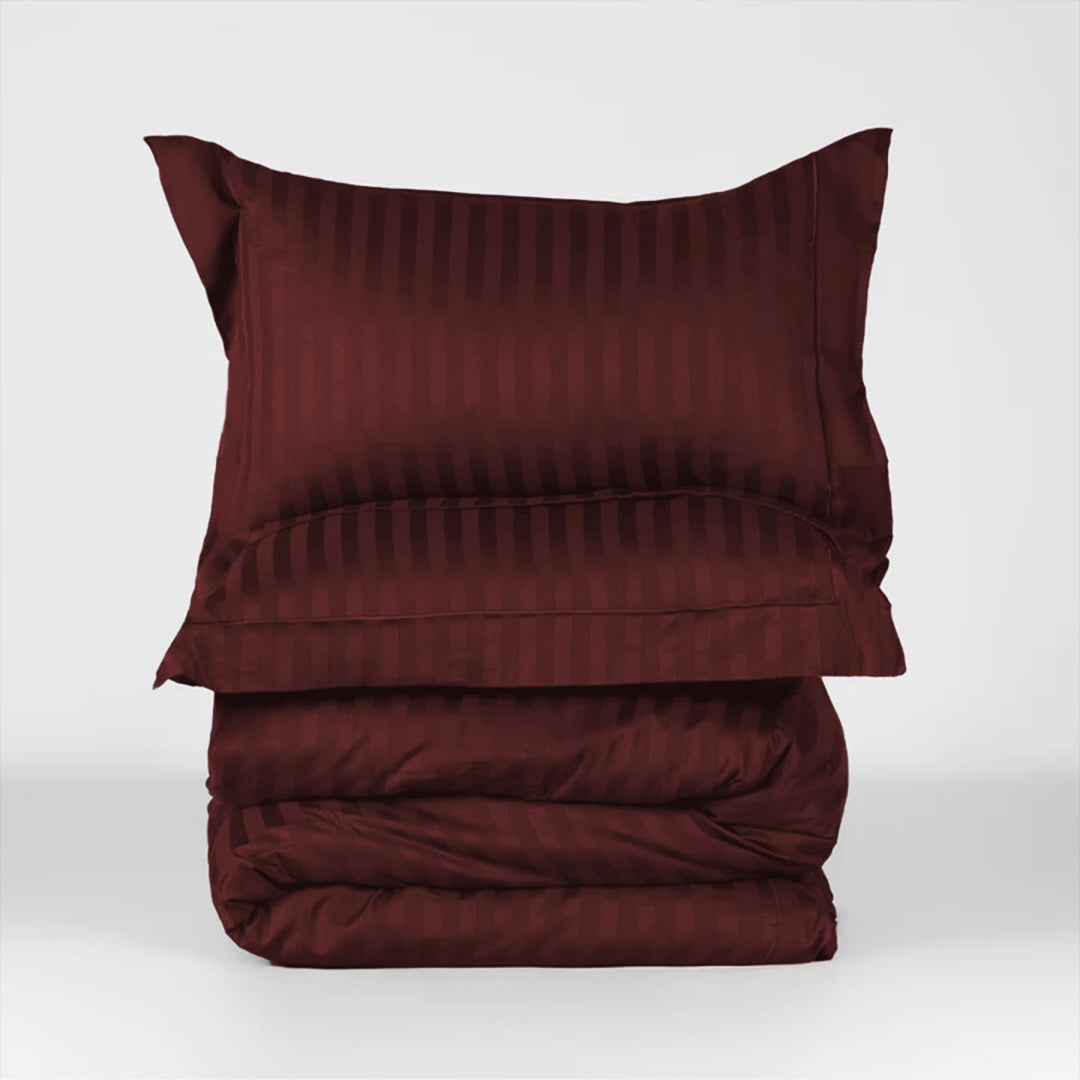 STRIPED MAROON  SHEET SET