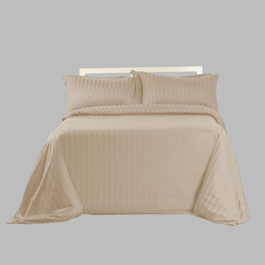 STRIPED BEIGE BED SHEET SET