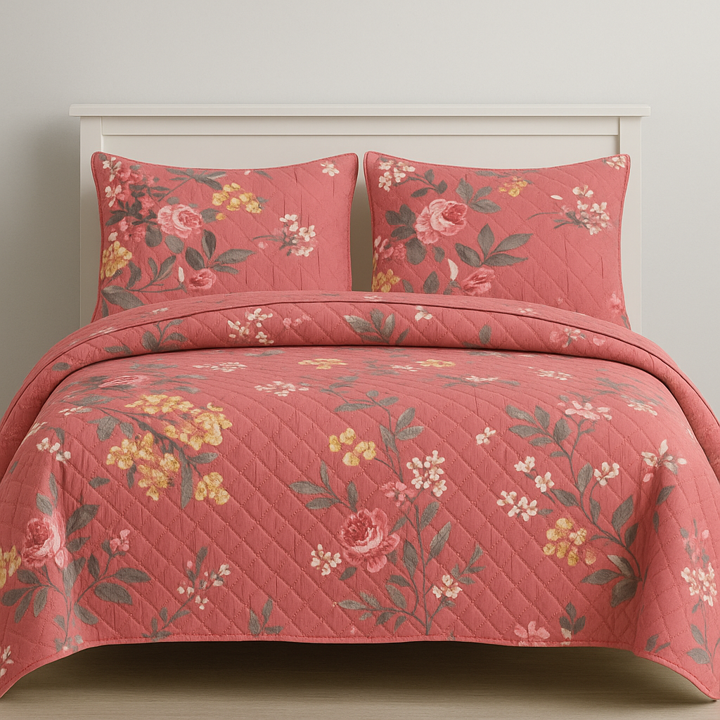 Pink Floral Bedspread