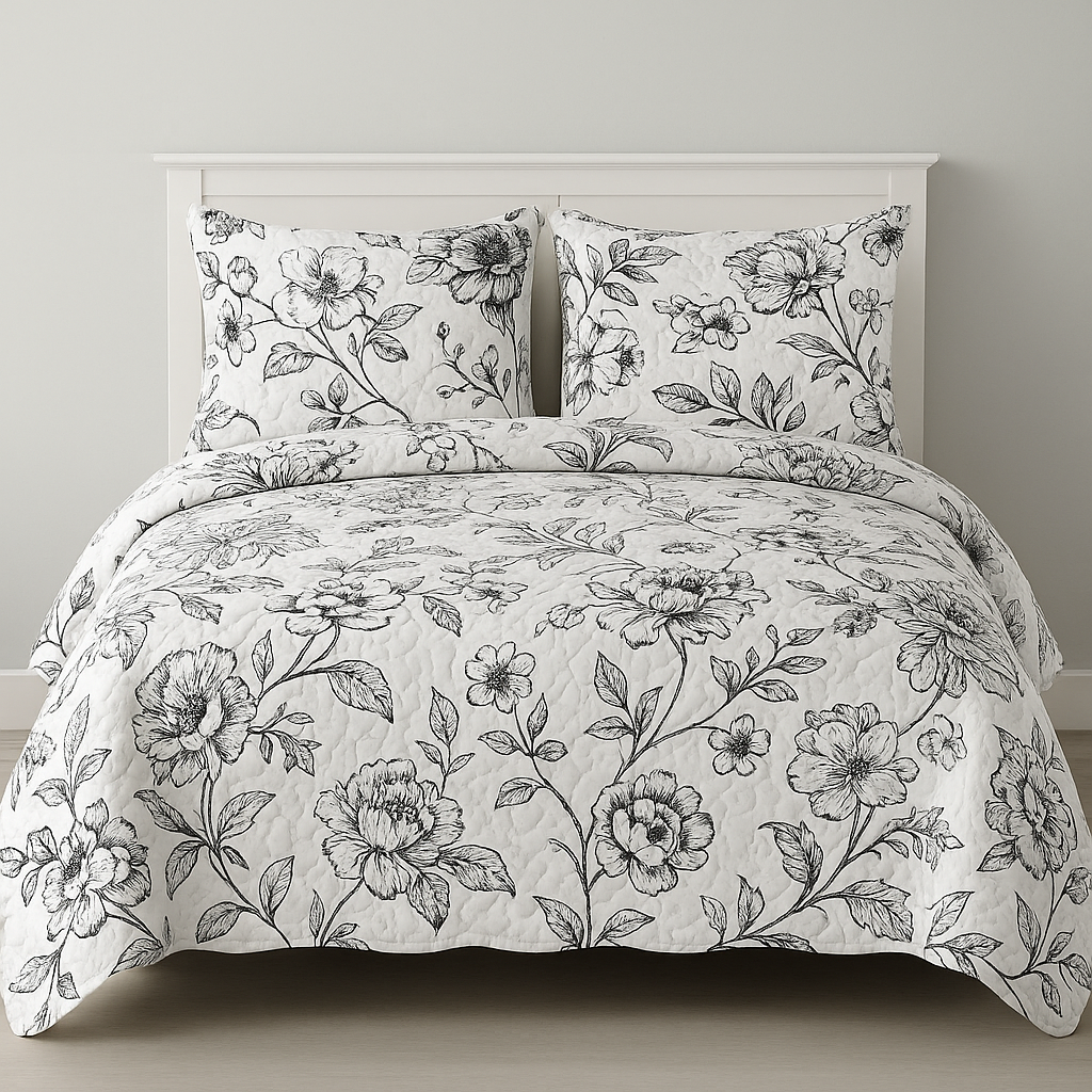 Black white Bedspread