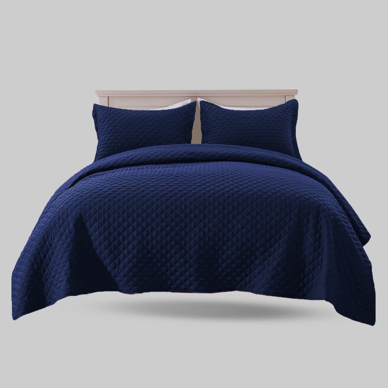 NAVY QUILTED BEDSPREAD SET