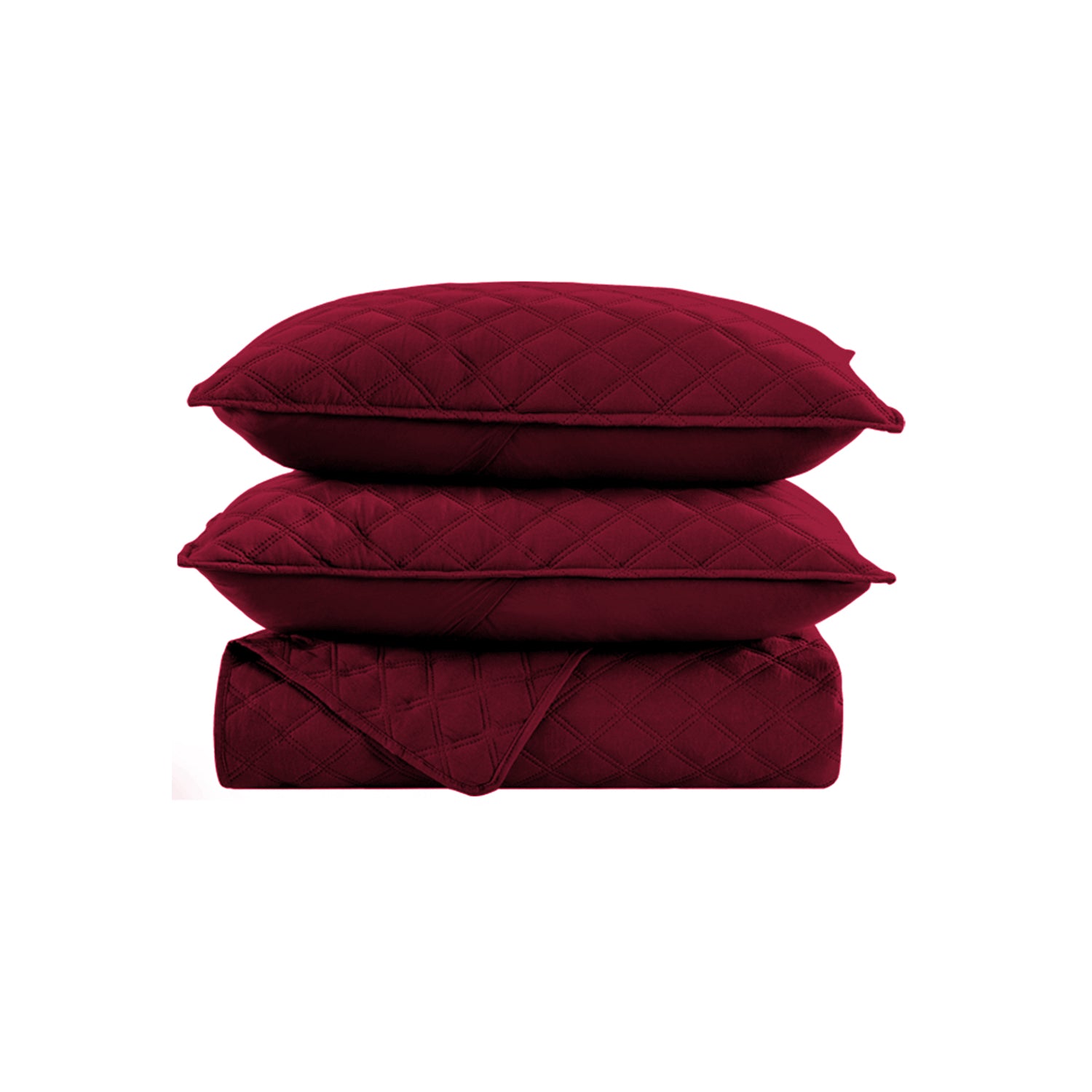 MAROON QUILTED BEDSPREAD SET