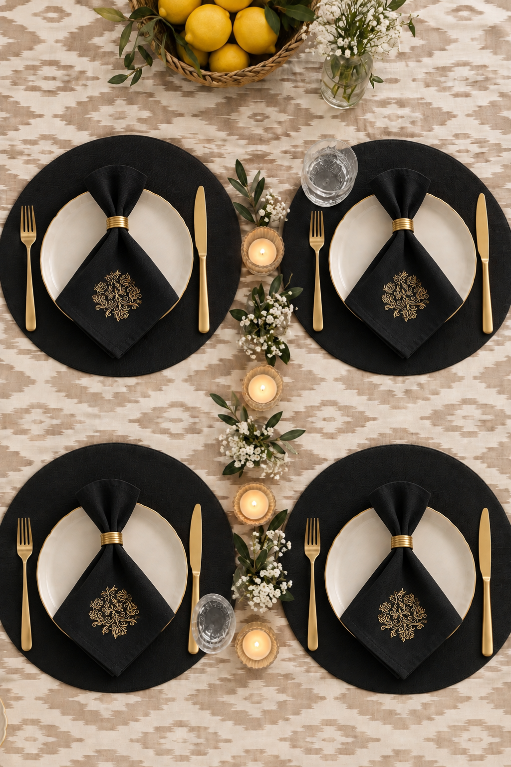 Changable Round Table Mats(black)