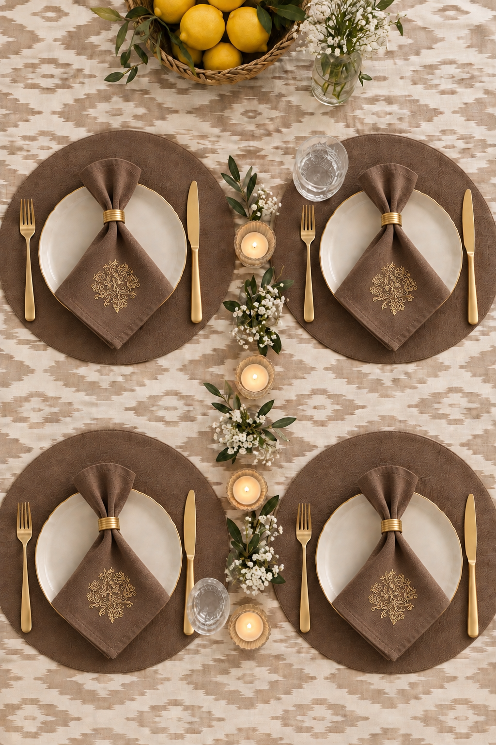 Changable Round Table Mats(brown)
