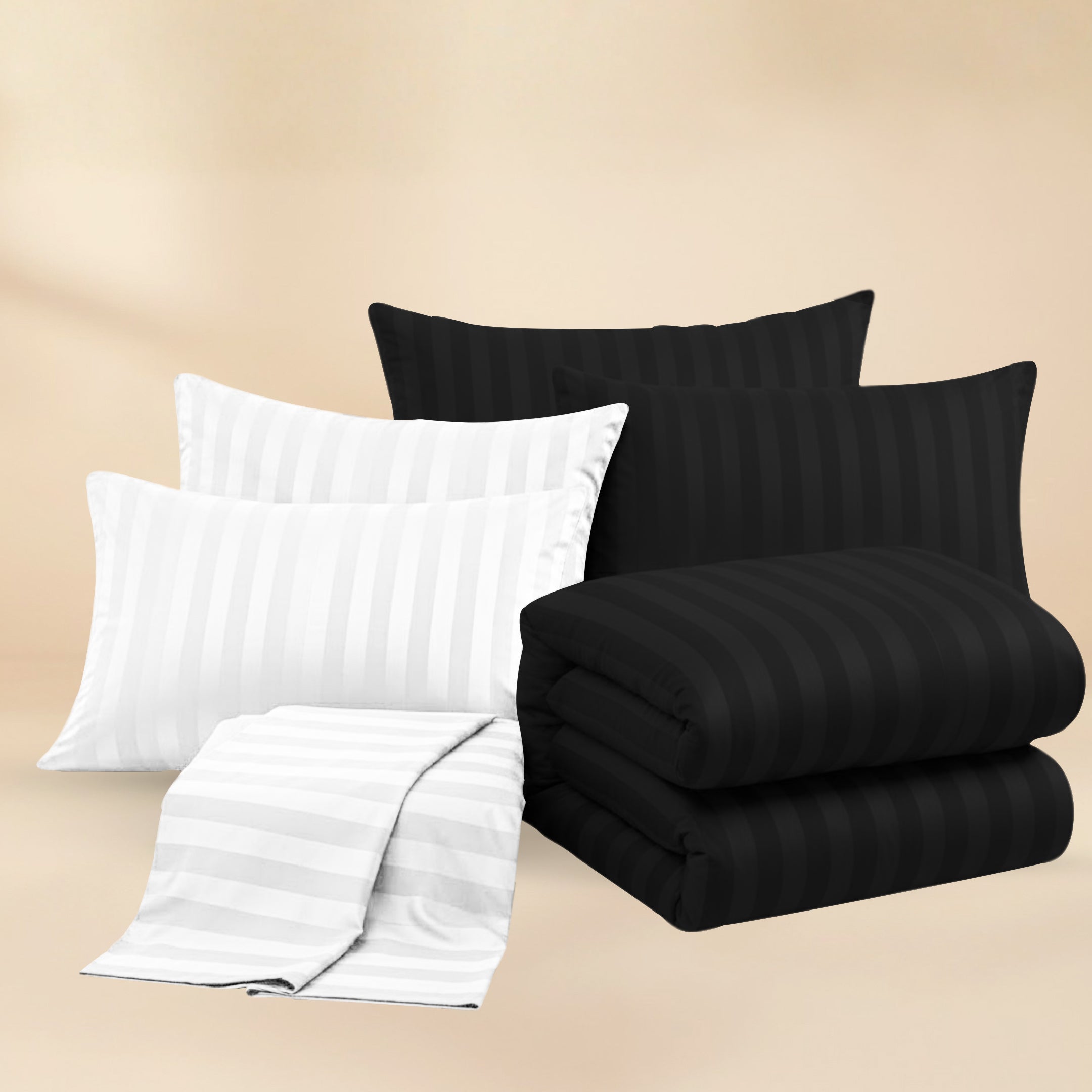 BLACK STRIPED 6 PCS(white)