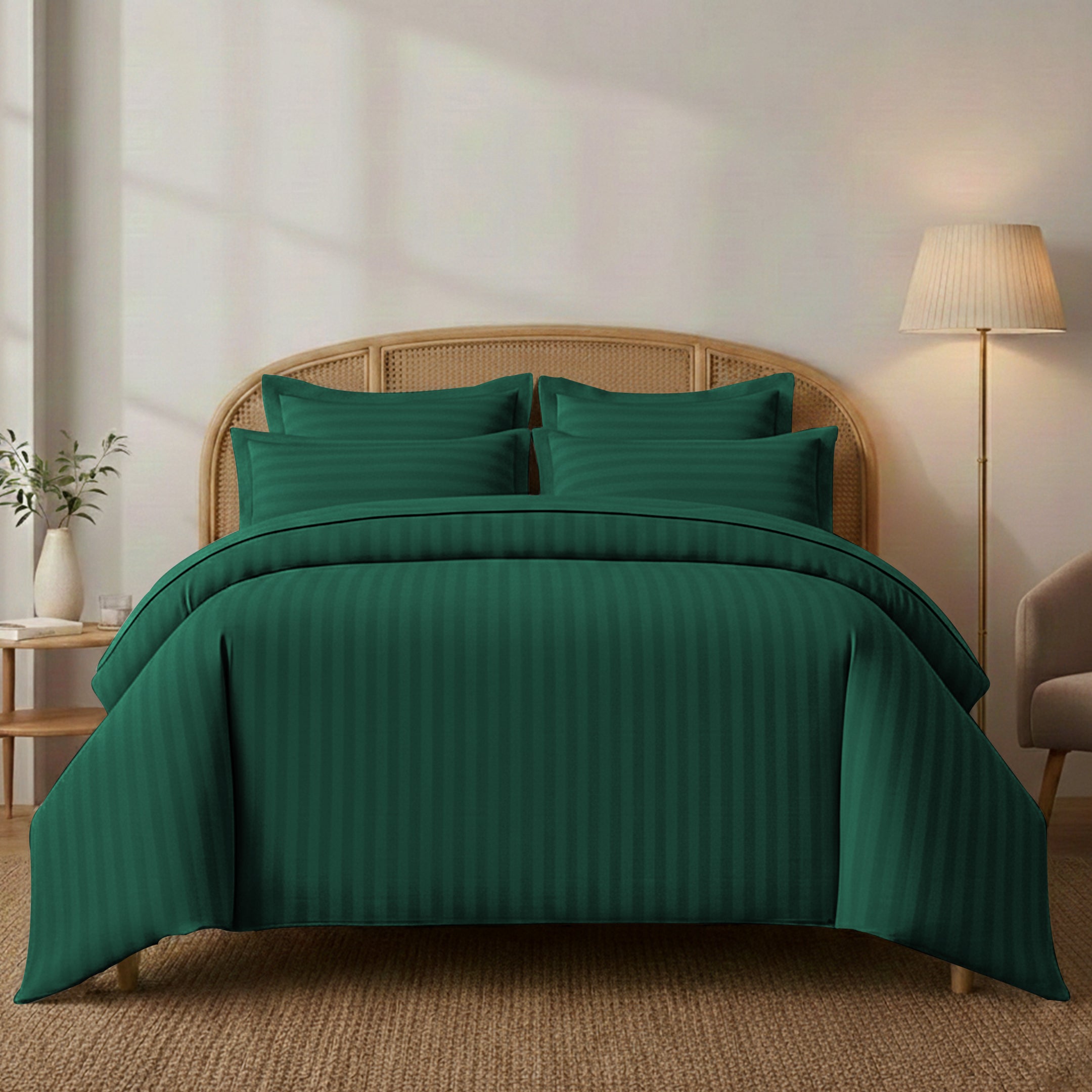 STRIPED GREEN BED SHEET SET