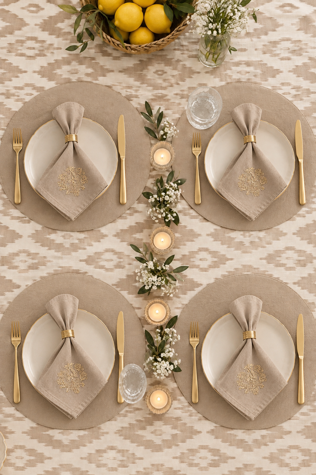 Changable Round Table Mats(beige)