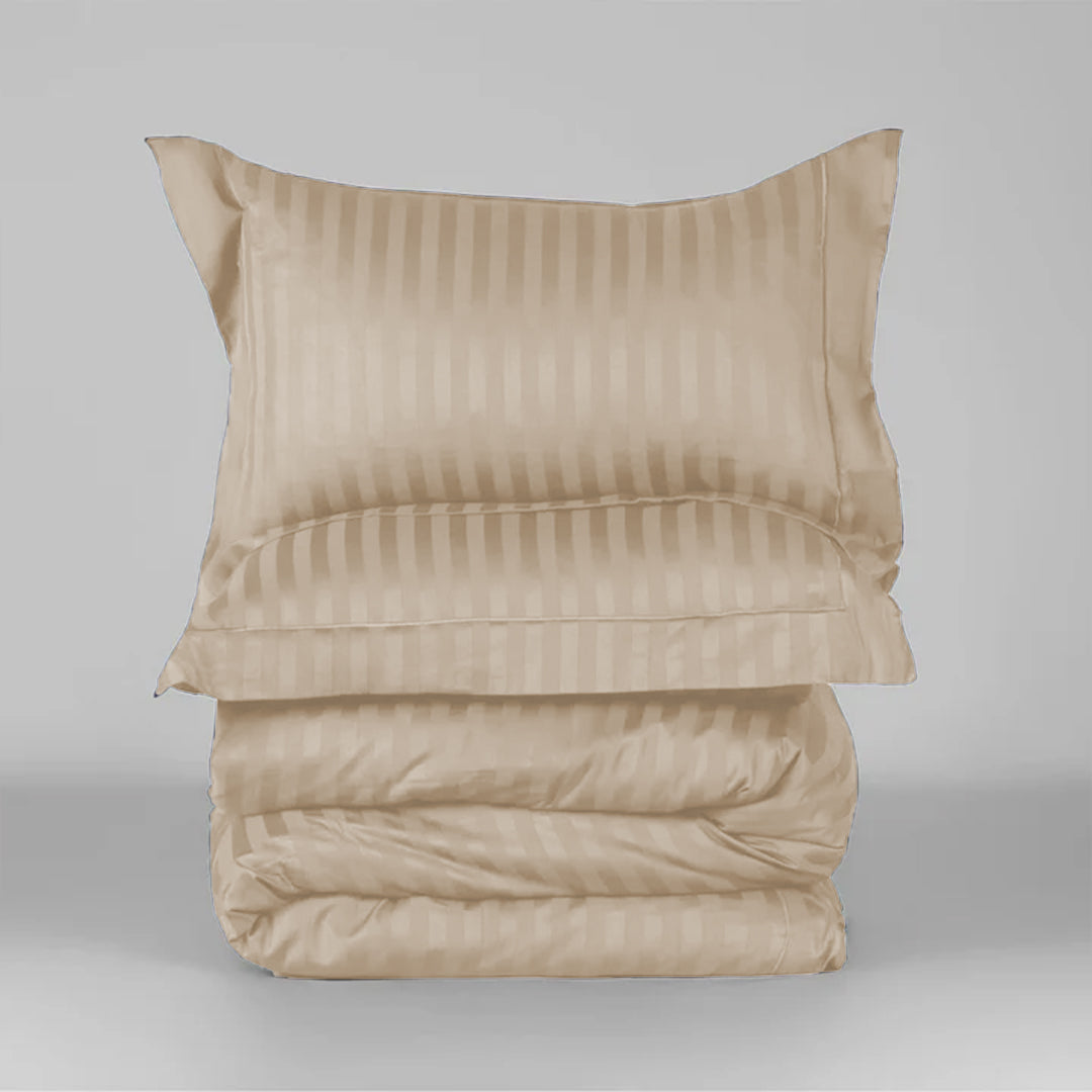 STRIPED BEIGE BED SHEET SET