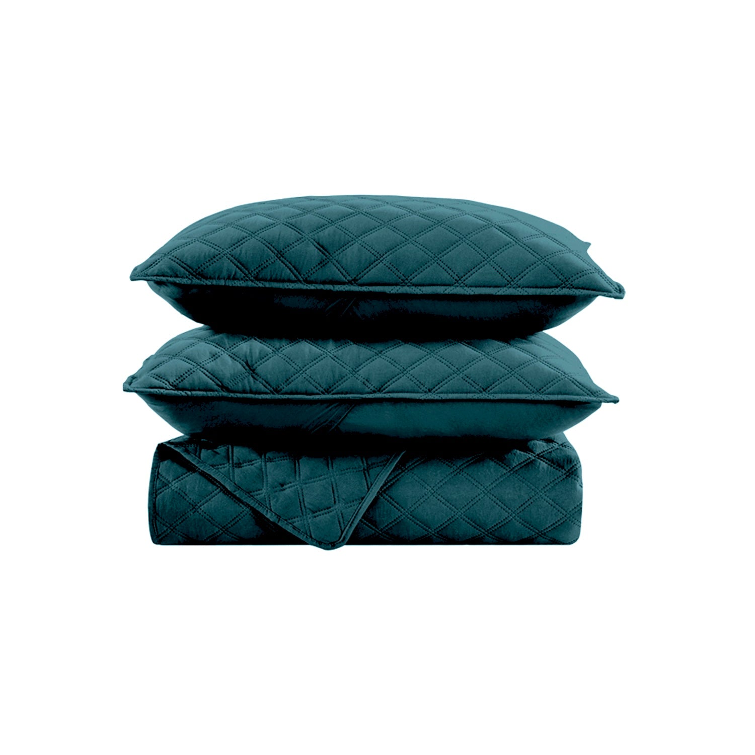 TEAL QUILTED BEDSPREAD SET