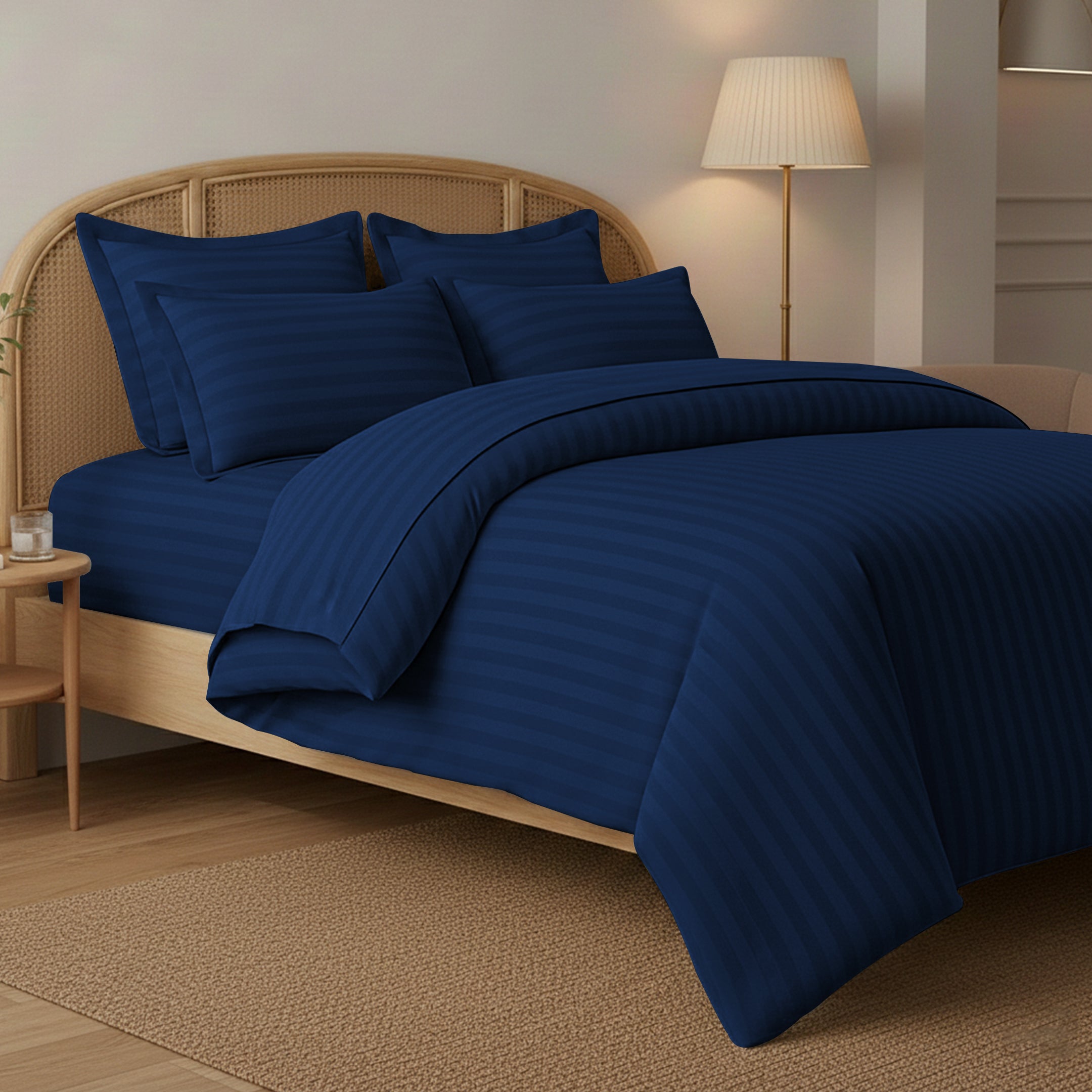 STRIPED NAVY BED SHEET SET