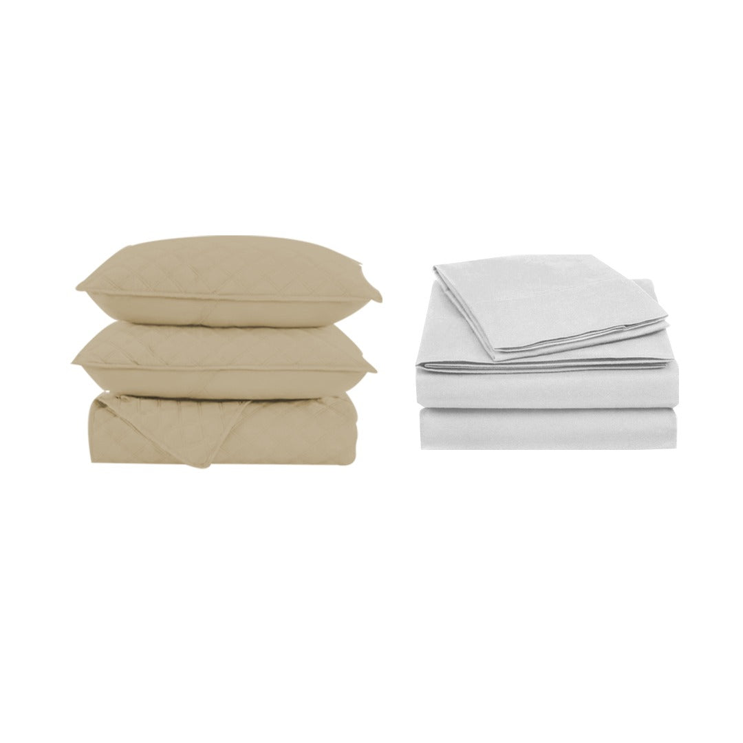 BEIGE BED SET (white)