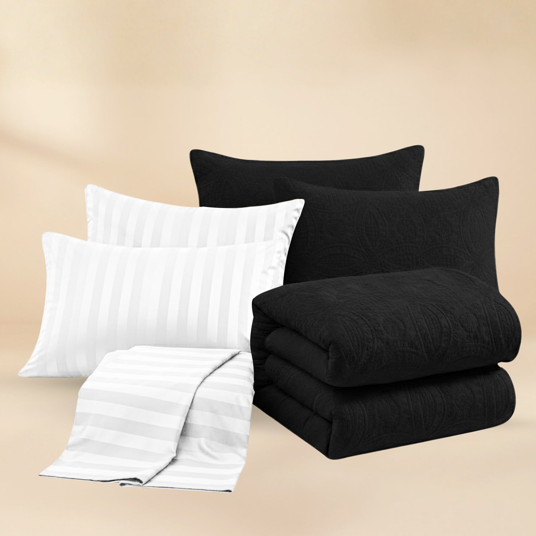 BLACK 6 PCS SET (white)