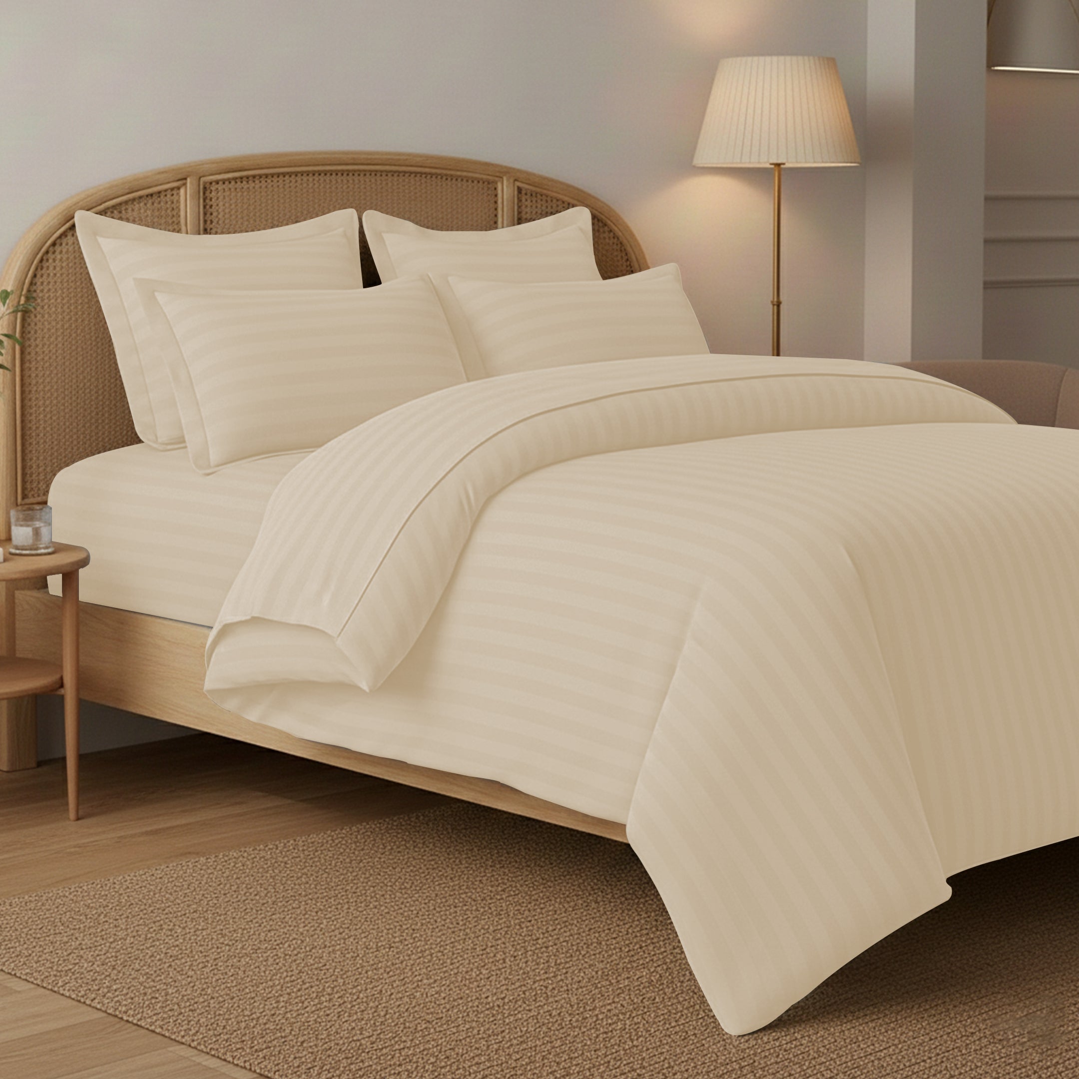 STRIPED OFF-WHITE BED SHEET SET