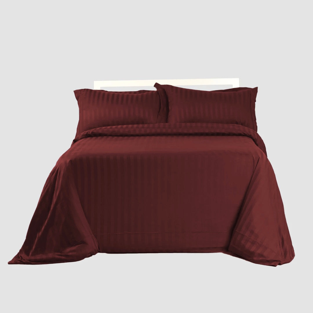 STRIPED MAROON  SHEET SET
