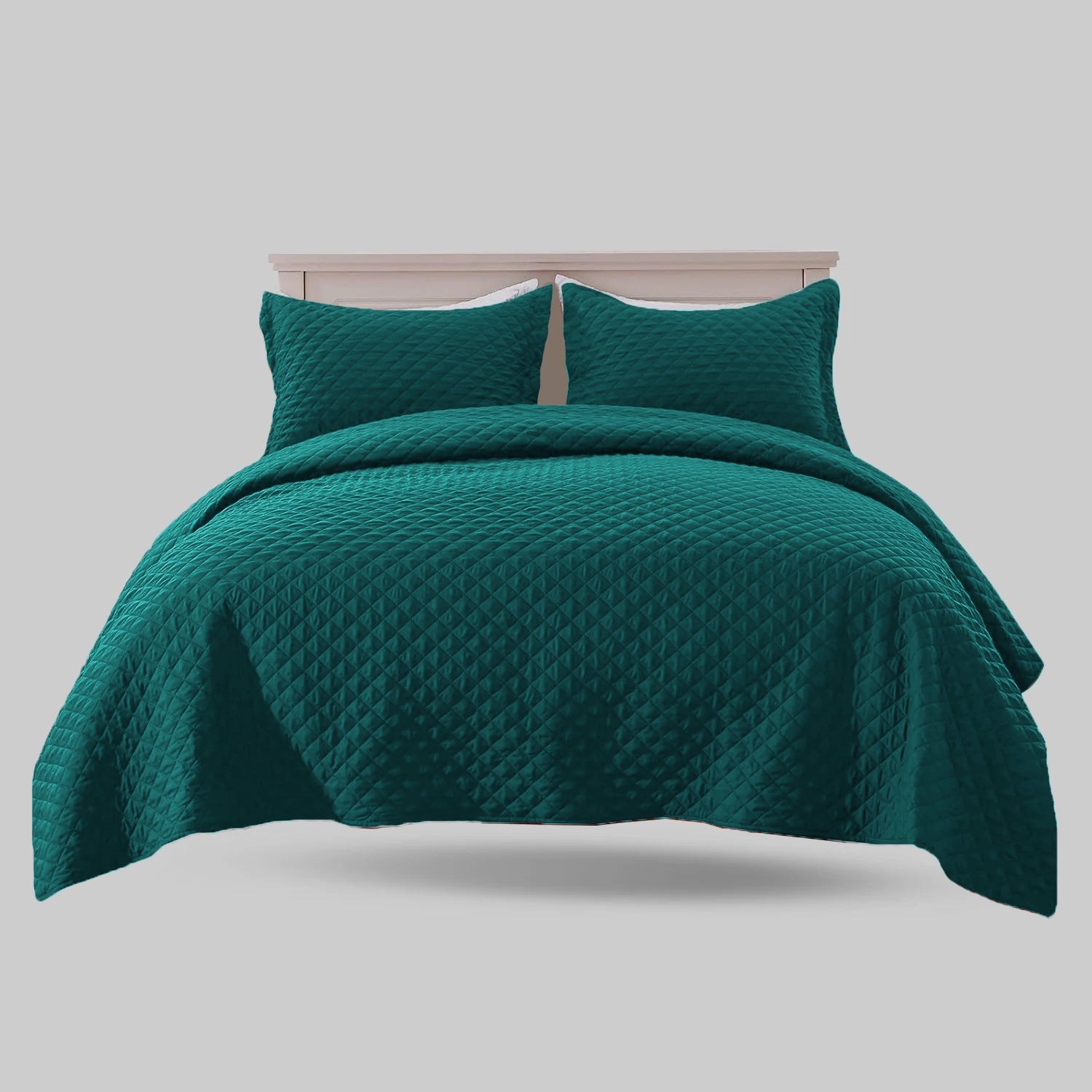 TEAL QUILTED BEDSPREAD SET