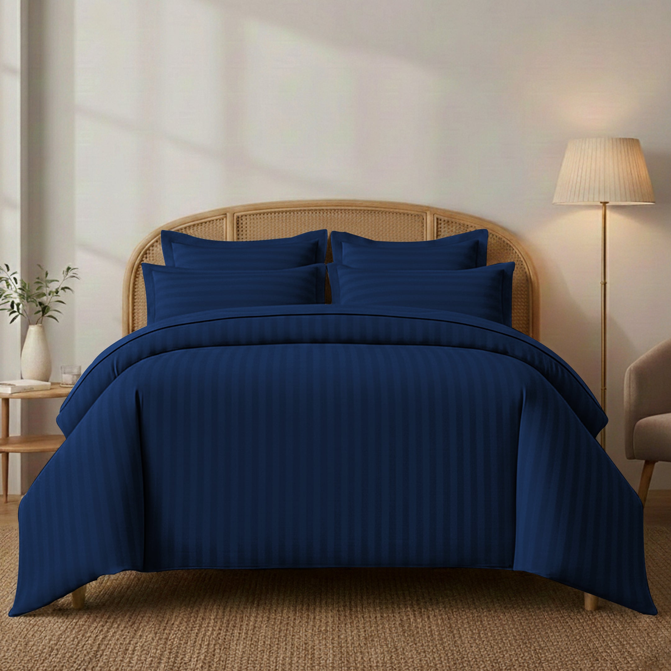 STRIPED NAVY BED SHEET SET