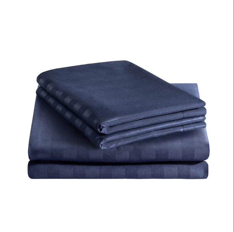STRIPED NAVY BED SHEET SET