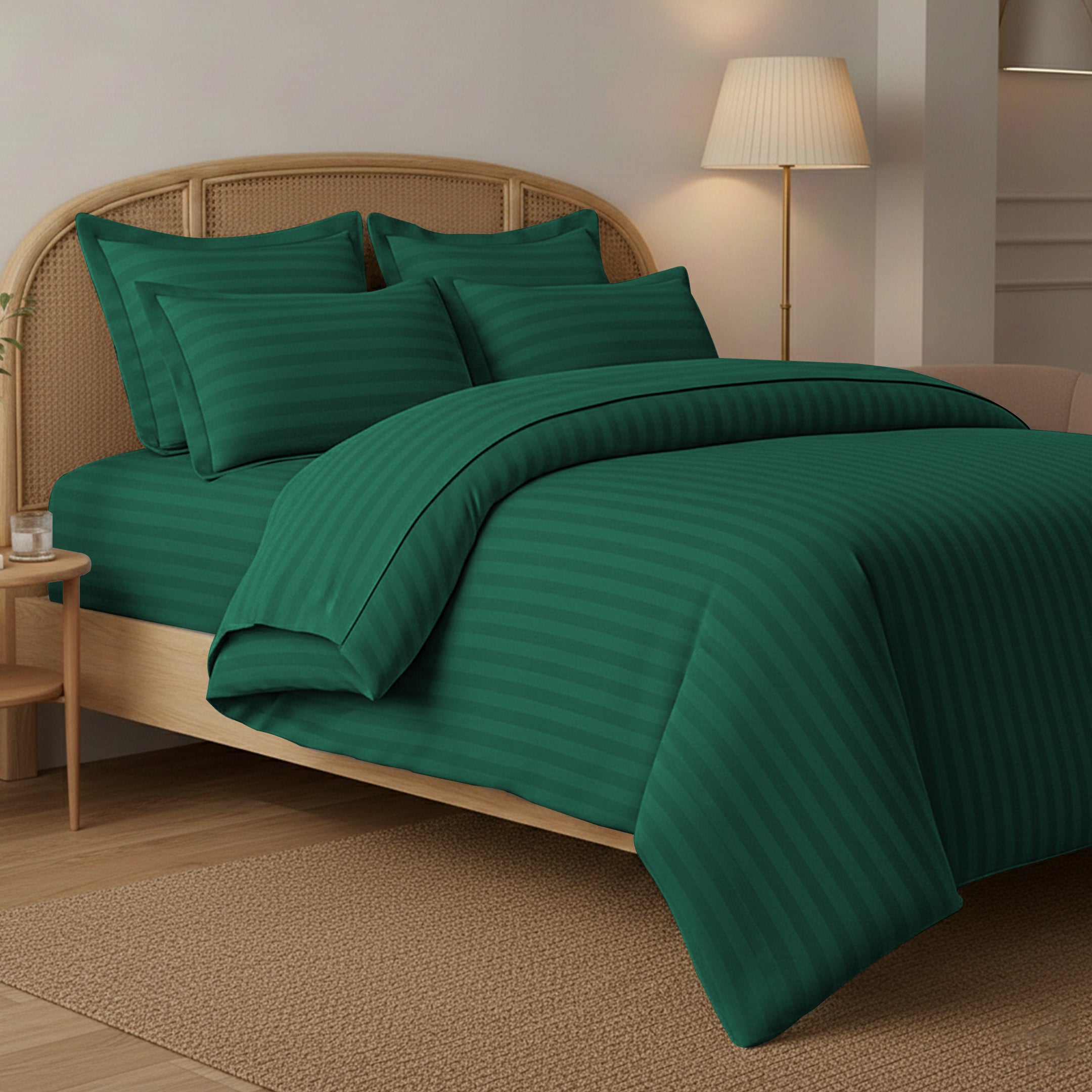 STRIPED GREEN BED SHEET SET