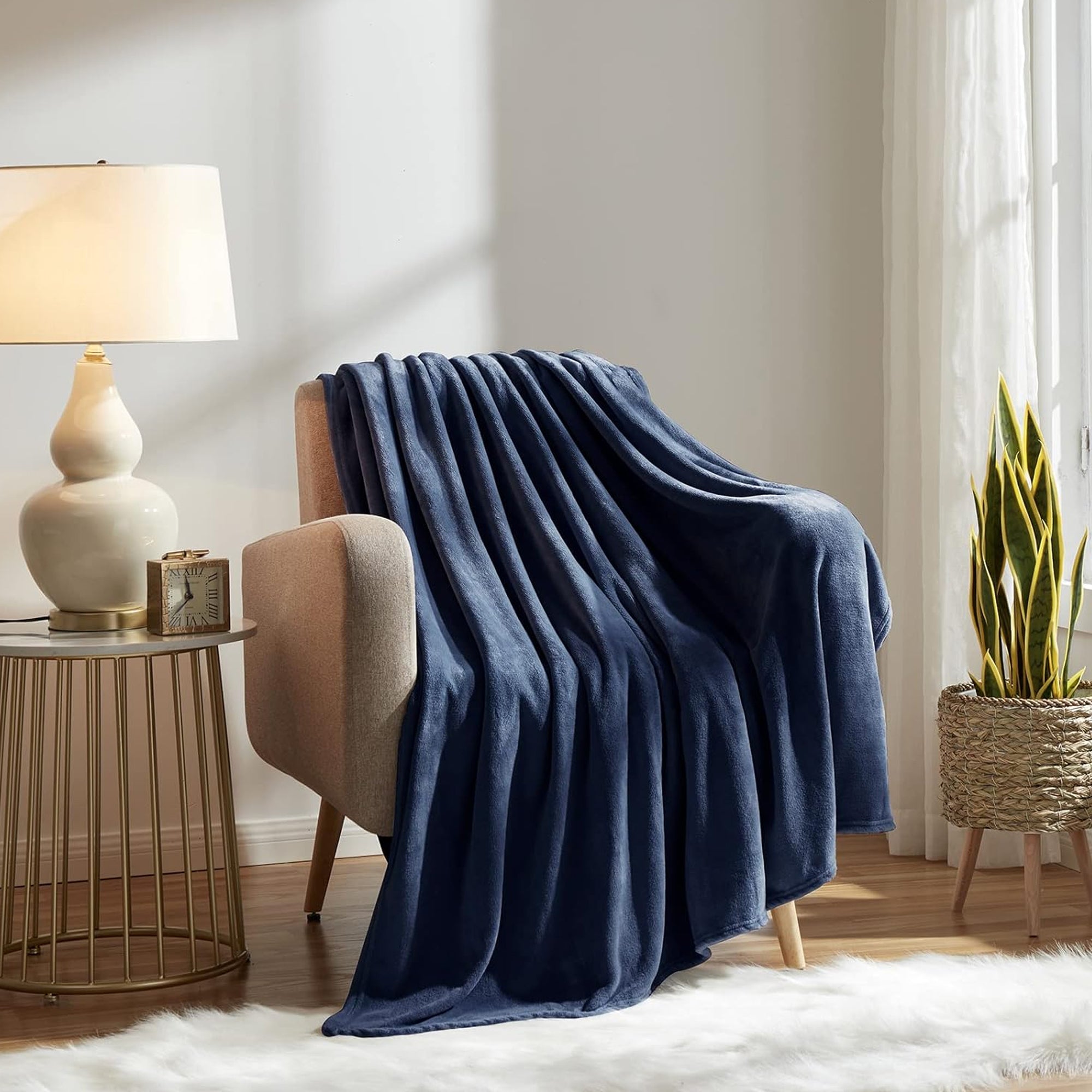 Navy plush blanket