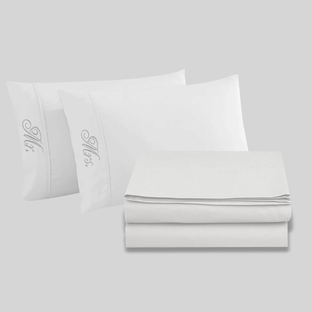 WHITE BED SHEET SET