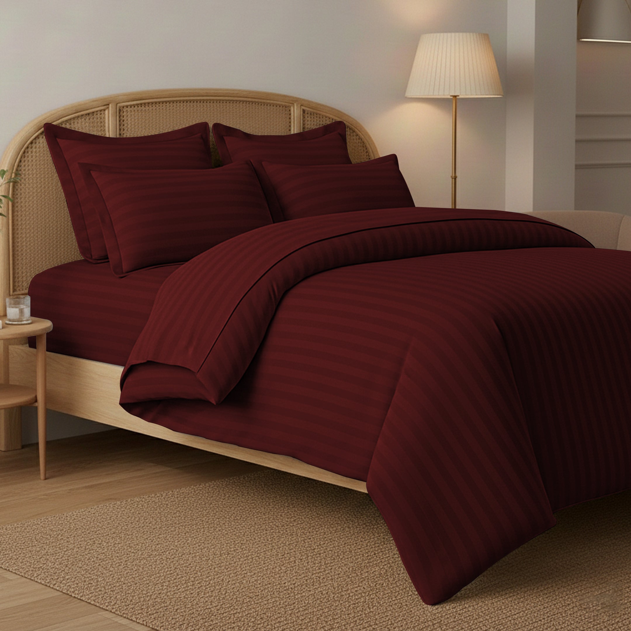 STRIPED MAROON  SHEET SET