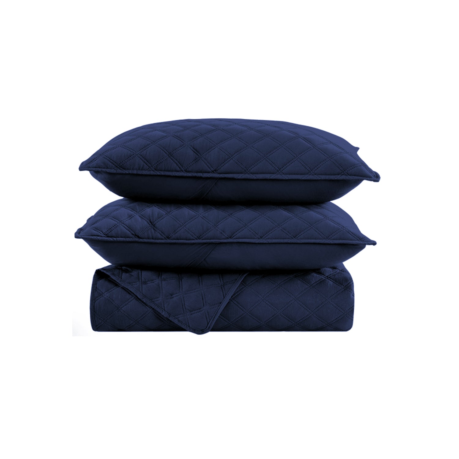 NAVY QUILTED BEDSPREAD SET