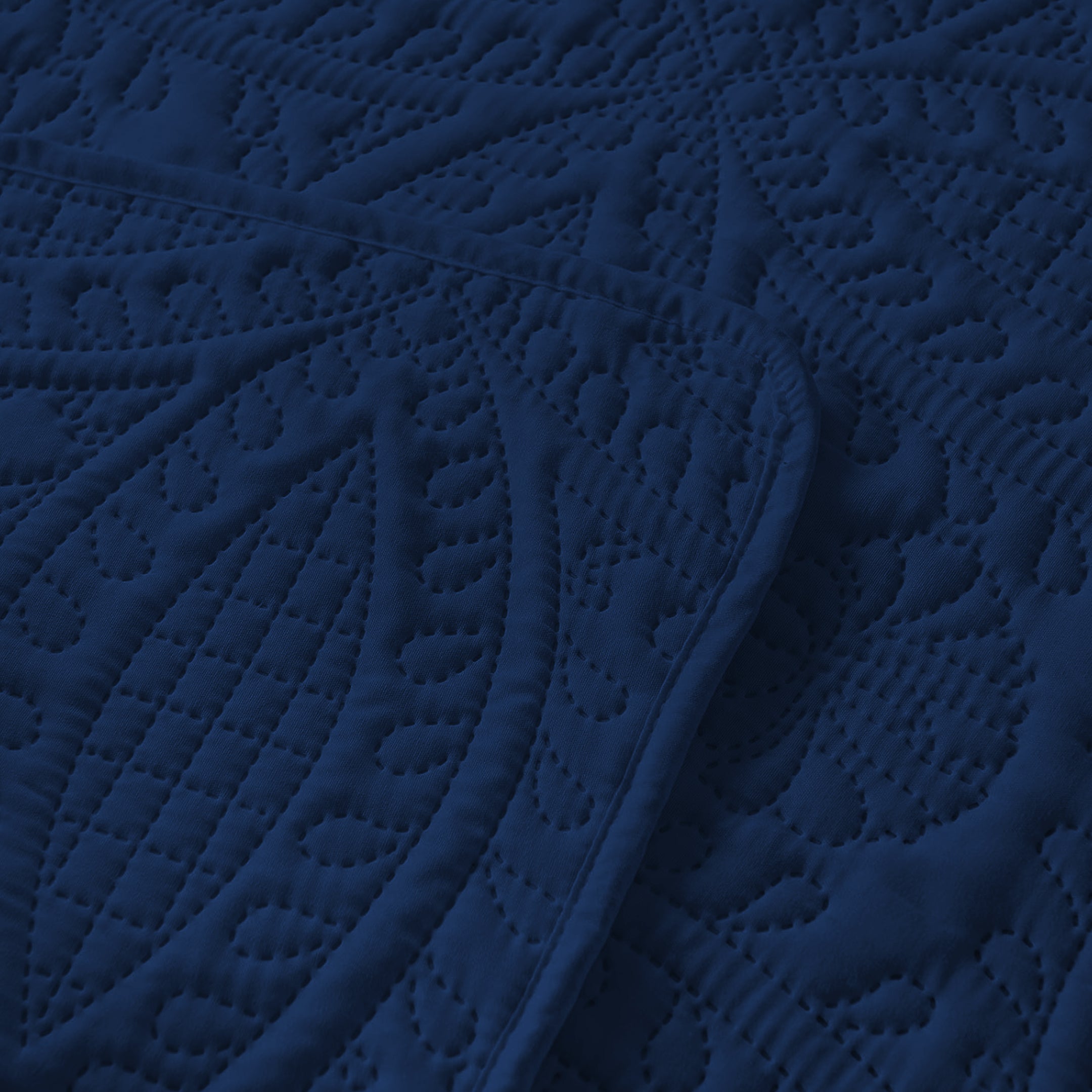 NAVY QUILTED BEDSPREAD SET(flower)